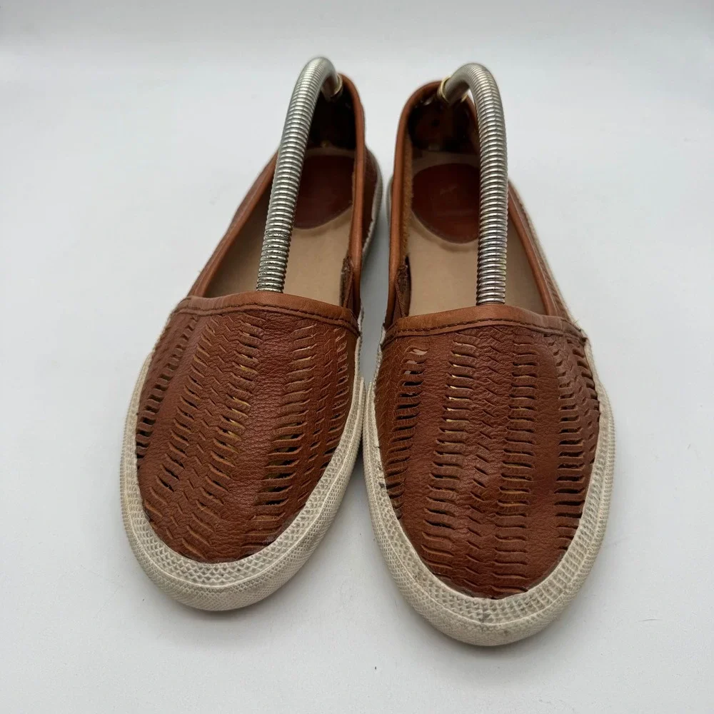 FRYE Kira Slipon‎ Leather Perforated Loafers Brown Women's Size 6.5